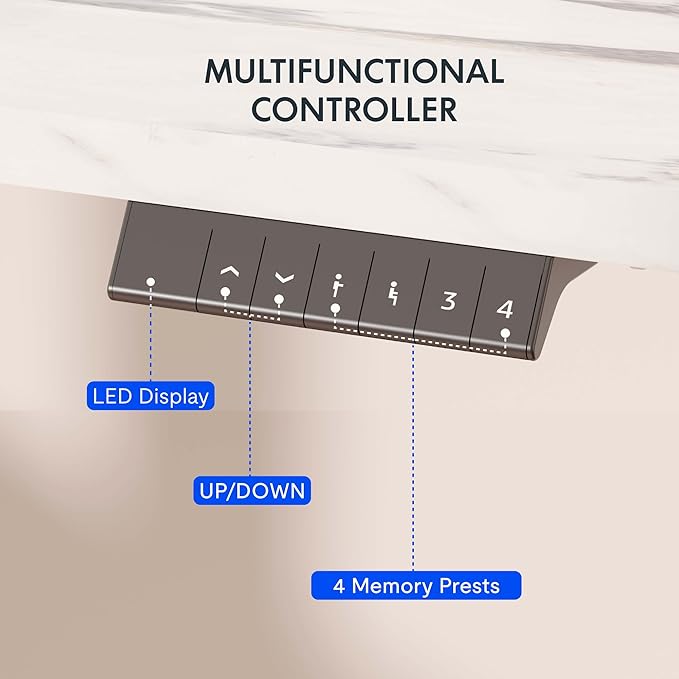 FLEXISPOT EN1 One-Piece Standing Desk 48 x 24 Inches Height Adjustable Electric Desk Sit Stand Desk Home Office Desks (White Frame + Marble Gray Top, 2 Packages)-DeskLoop Office