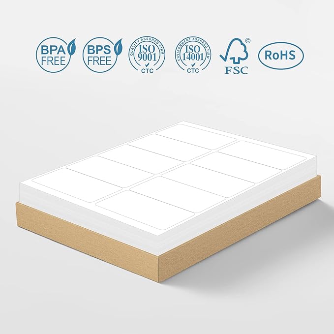 Methdic Shipping Labels 2"×4" 1000 Labels Sticker Paper for Laser/Ink Jet Printer Mailing Labels 8.5"×11" White 10 per Sheet-DeskLoop Office