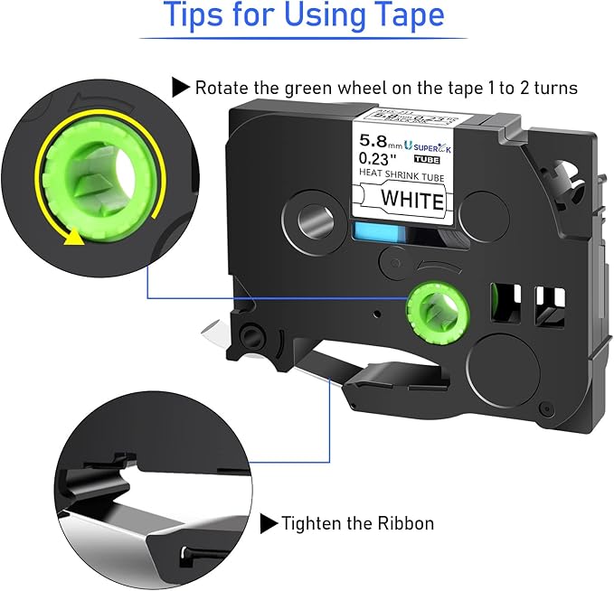 USUPERINK 5 Pack Compatible for Brother Ptouch HSe-211 HSe211 HS-211 HS211 Black on White (0.23''x 4.92ft) Heat Shrink Tube Label Tape use in PT-D400 PT-D450 PT-E300 PT-E500 H300 Label Maker-DeskLoop Office