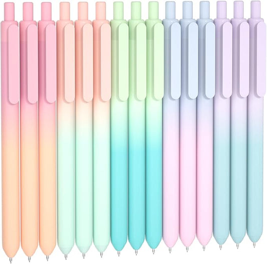 Shuttle Art Retractable Pastel Shifting Gel Ink Pens, 15 Pack Black Ink Pens, Cute Pens 0.5mm Fine Point Soft Aesthetic Barrel for Smooth Writing Journaling Taking Notes School Office Home-DeskLoop Office