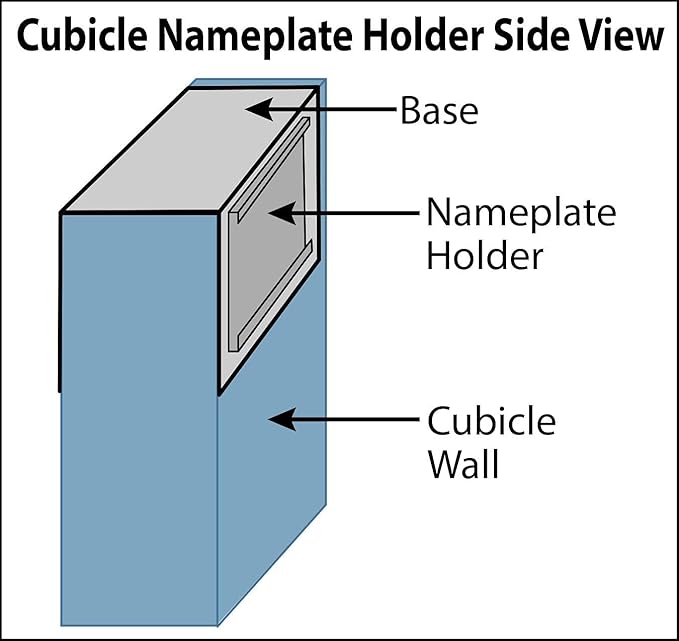 The Original Over the Cube - Quality Aluminum, Changeable Cubicle Nameplate Holder, Black Base, and Black Name Plate Holder, 8" x 2" (3" Cubicle Wall Depth) - Made in The USA
