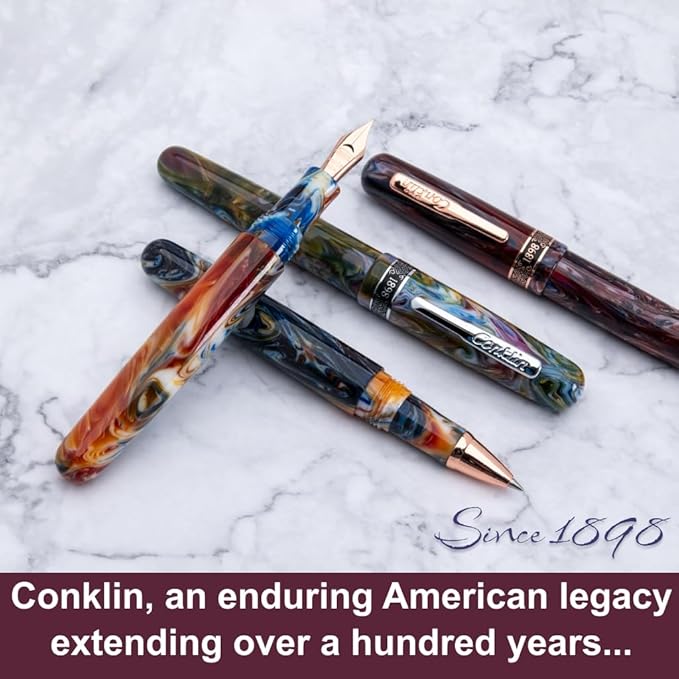 Conklin 1898 Fountain Pen, Misto Purple - Stub Nib | Luxury Writing Instrument with Unique Resin Blend | JoWo Stainless Steel Nib Made in Germany | Ideal for Calligraphy Enthusiasts-DeskLoop Office