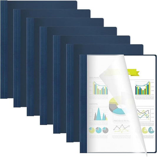 10 Pcs Thermal Binding Covers, 8.5 x 11 Inch Letter Size, 1 Inch Spine Holds 240 Sheets, Clear Front Paper Back Report Cover Suitable for Schools Offices Presentation(Blue)-DeskLoop Office