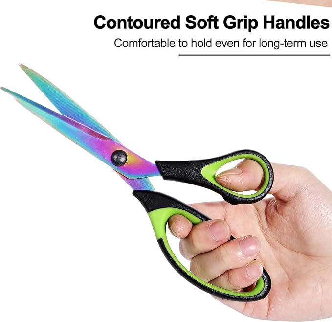 8.5" All-Purpose Scissors, 3-Pack Bulk Ultra Sharp Blade Shears, Comfort-Grip Sturdy Scissors for School, Office, Home, Sewing, Fabric, Craft Supplies, Right/Left Handed-DeskLoop Office