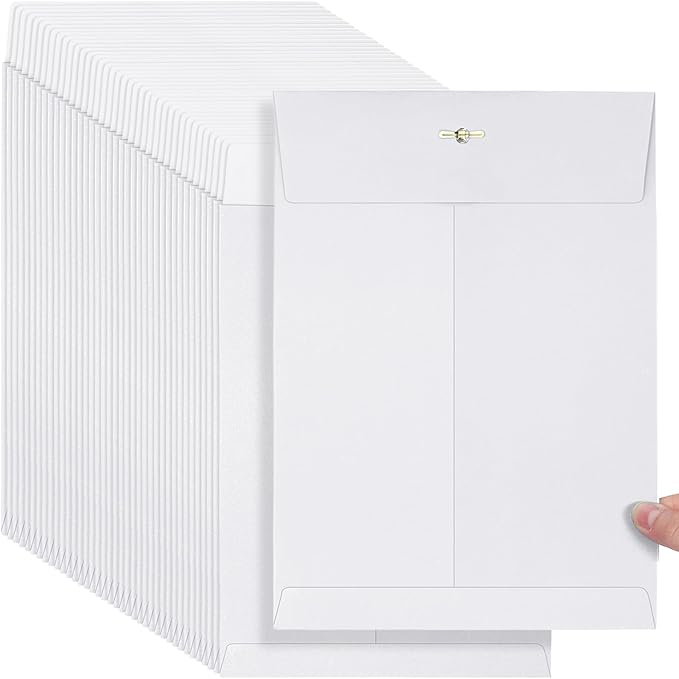 Teling 50 Pcs Manilla Envelopes Clasp Kraft Catalog with Closure for Storing Mailing 28 lb Kraft Envelope Paper for Office Document School Business Home(White,9 * 12)-DeskLoop Office