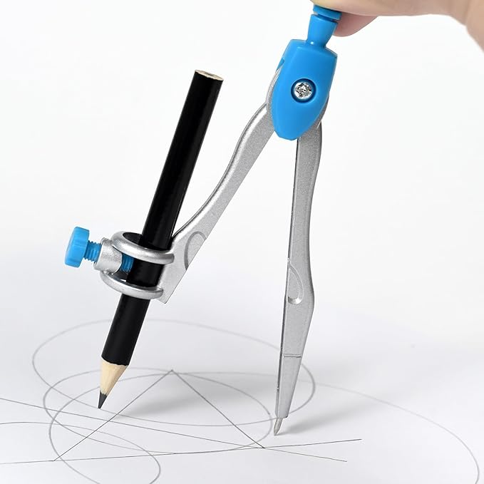 10 Pieces Math Geometry Kit Set Student Supplies with Shatterproof Storage Box,Includes Rulers,Protractor,Compass,Eraser,Pencil Sharpener,Lead Refills,Pencil,for School and Drawings(Blue)-DeskLoop Office