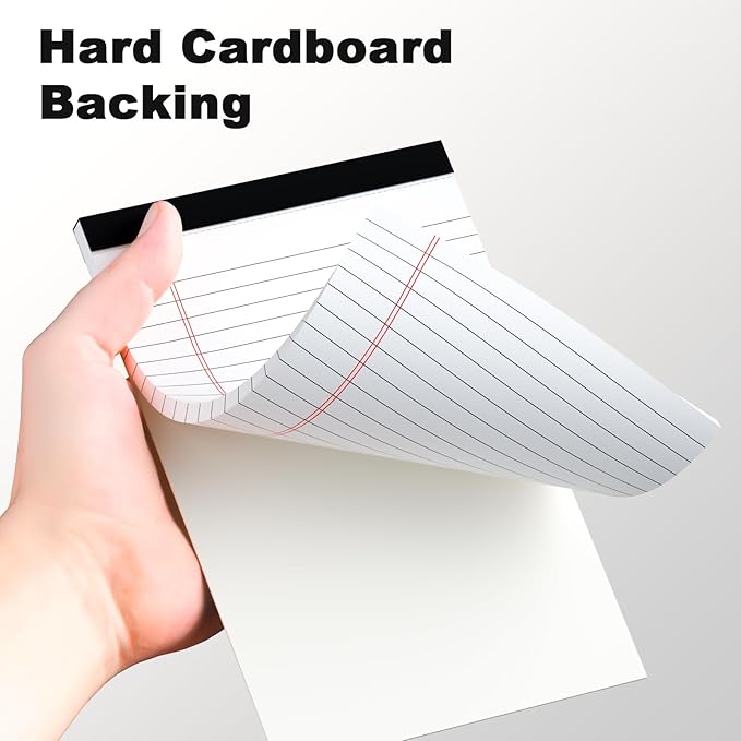 12pcs Small Note Pad 5x8 College Ruled White Legal Pads Paper Notepads 12 Pack Study Back Writing Pads 5 x 8 Legal Pads Perforated Narrow Ruled Pads of Paper White-DeskLoop Office
