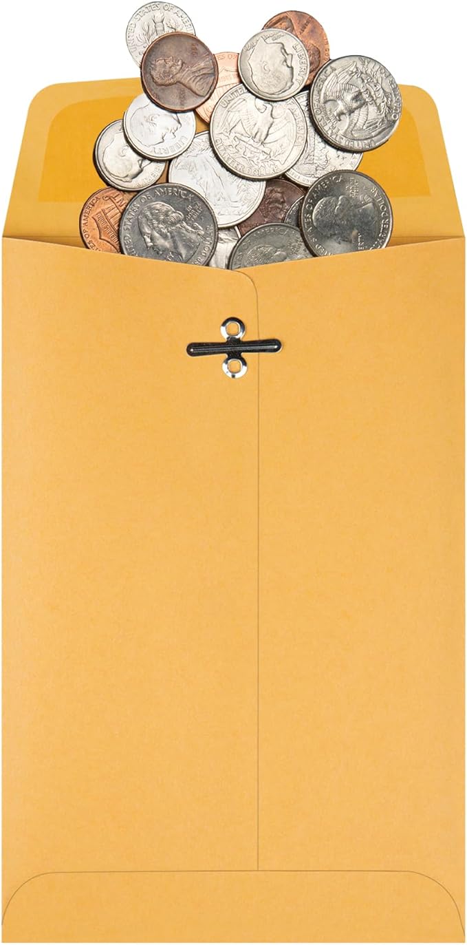 Quality Park 5 x 7-1/2 Clasp Envelopes, Clasp and Gummed Closures for Storing and Mailing, 28 lb Kraft Paper, 100 per Box (QUA37835)-DeskLoop Office