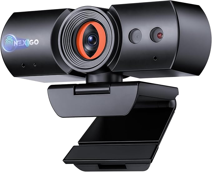 NexiGo HelloCam Pro, Webcam with Windows Hello, 1080P 60FPS Autofocus, True Privacy, Automatic Electronic Shutter, Computer Camera, Microphone, Facial Enhancement, HD USB Web Cam-DeskLoop Office
