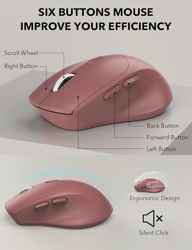 Wireless Keyboard and Mouse Combo - Full-Sized Ergonomic Keyboard with Wrist Rest, Phone Holder, Sleep Mode, Silent 2.4GHz Cordless Keyboard Mouse Combo for Computer, Laptop, PC, Mac, Windows-DeskLoop Office