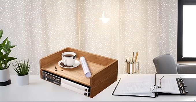 Wood Stackable Paper Trays for Office Supplies and Accessories - Desk Organizer Tray for Letter Document Magazine -Wooden Desktop File Folder Holder Shelf 2 Set Light(2CTP-LT)-DeskLoop Office