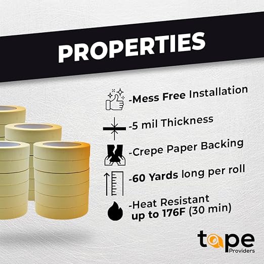 WOD MT5 Utility Grade Masking Tape, 4 inch x 60 yds. (Pack of 12) for Home or Office air-Dry Painting, Labeling, & Packing. Leaves no Residue-DeskLoop Office