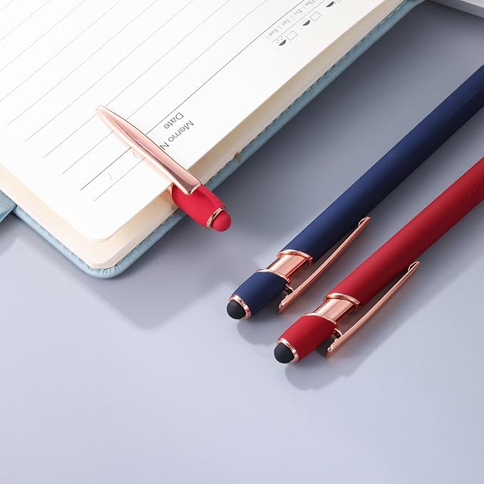 12 PCS 2 in 1 Stylus Ballpoint Pen with Stylus Tip, 1.0 mm Black Ink Metal Pen Stylus Pen for Touch Screens (12 Colors-2)-DeskLoop Office