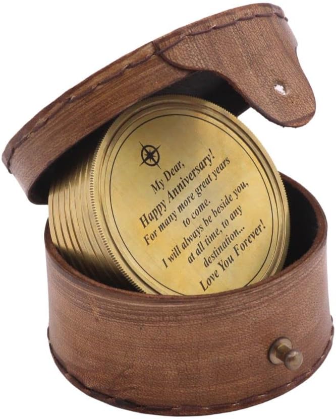to My Husband I Love You, Brass Compass Engraved Gifts for Men, Bronze for Men, Romantic Gifts for Him/Her, Keepsake Gifts for Husband, 5th/25th 50th Wedding Ideas-DeskLoop Office