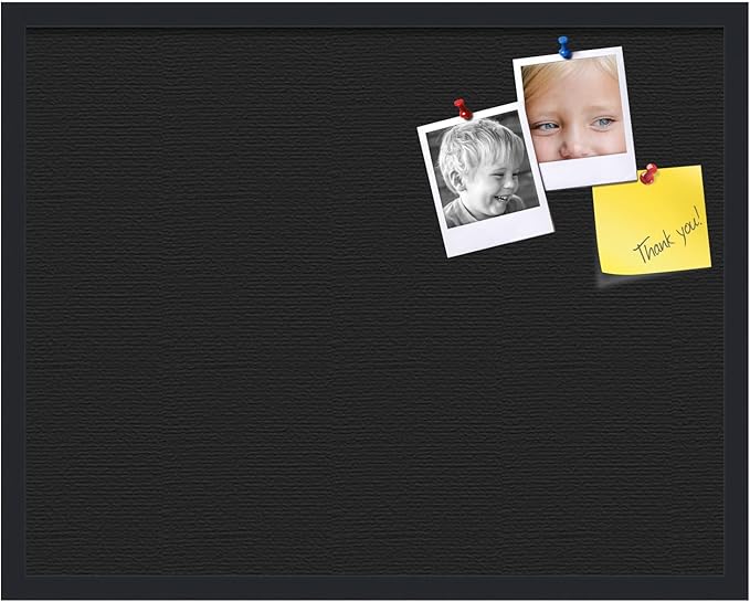 PinPix 28x22 Inch Cork Bulletin Board. This Decorative Framed Pin Board Comes with Solid Black Design and a Satin Black Frame. Ideal for Home Office Decor or Message Board (PinPix-622)-DeskLoop Office