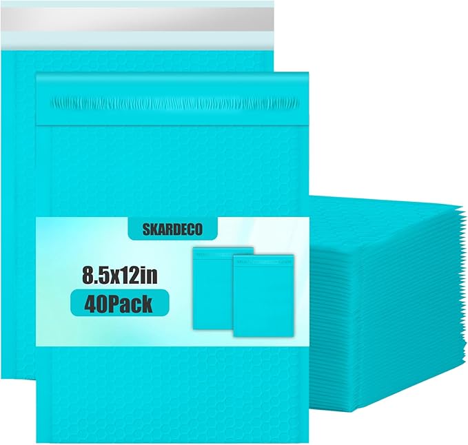 Bubble Mailers 8.5x11inch 40Pack Teal Bubble Mailers Self-Seal Padded Mailing Envelopes Bubble Opaque Padded Mailer for Small Businesses to Package and Mail Jewelry Cosmetics#2-DeskLoop Office