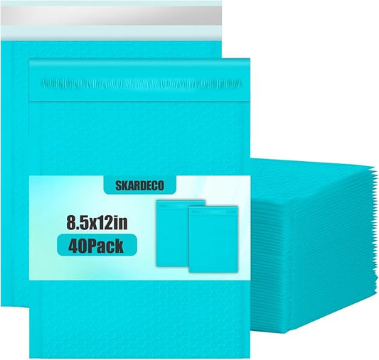 Bubble Mailers 8.5x11inch 40Pack Teal Bubble Mailers Self-Seal Padded Mailing Envelopes Bubble Opaque Padded Mailer for Small Businesses to Package and Mail Jewelry Cosmetics#2-DeskLoop Office