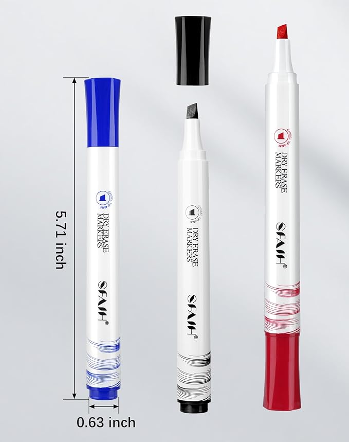 SFAIH Dry Erase Markers Chisel Tip with Magnetic Whiteboard Eraser, 72 Bulk 12 Assorted Colors White Board Markers for Teachers, Versatile Lines, 1s Quickly Dry, Perfect for Classroom and Office-DeskLoop Office