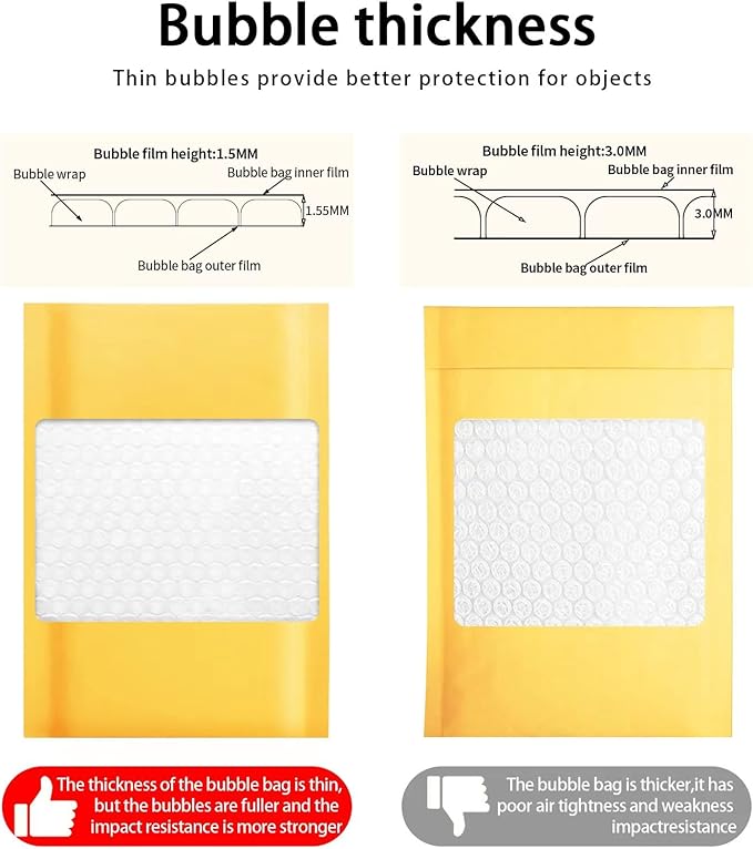 Kraft bubble mailers 6x9 Inch 200 Pack,Self-Sealing Paper Envelopes for Packaging,Strong Adhesion Envelope Mailers, Small Waterproof Cushioned Padded Shipping Bags Yellow #0-DeskLoop Office