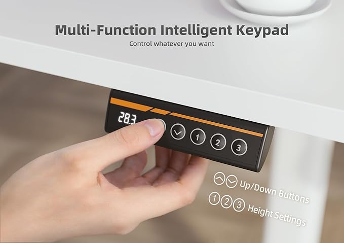 YDN Standing Desk with Keyboard Tray, 48 Inch Height Adjustable Desk with Cable Management, White Stand Up Desks for Home and Office, White-DeskLoop Office