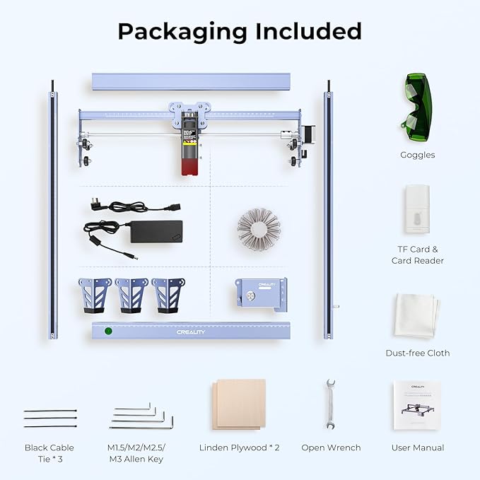 CREALITY FALCON 7500mW Laser Engraver, Laser Engraver and Cutter Machine for Beginners, Wood, Metal, DIY, Active Stop, Compresed Spot 0.06mm, 15.7"*16.3" Workspace-DeskLoop Office