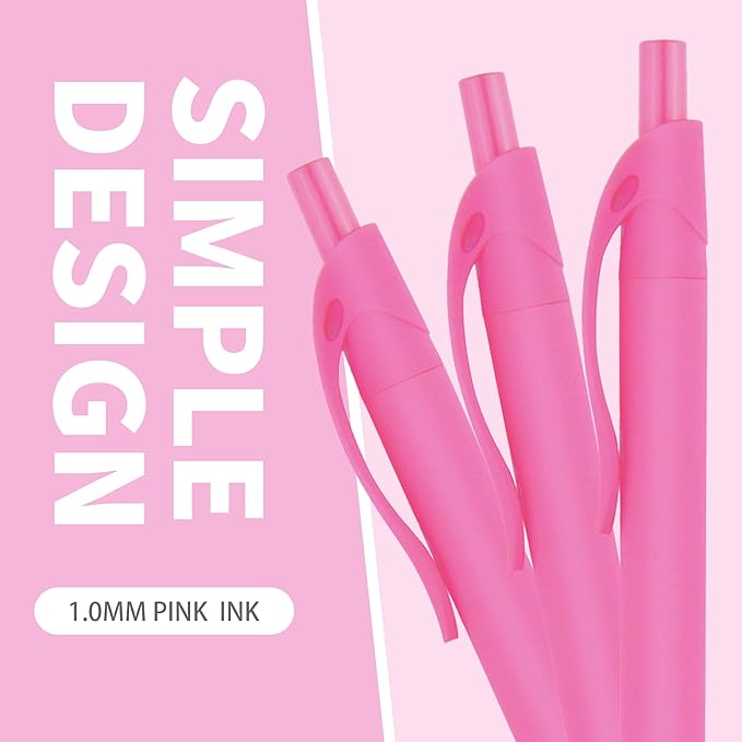 deegtran Pens Bulk, 50 Pack No Bleed Click Pens, Wholesale Retractable Ballpoint Pens, Pen Medium Point, Smooth Ink Pen, 1.0MM Pink Ink-DeskLoop Office