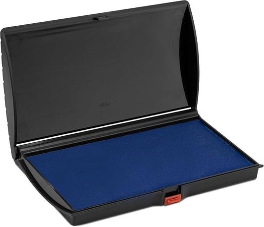 Large Premium Blue Ink Stamp Pad - 3" by 6" - Quality Felt Pad - Case with Closing snap-DeskLoop Office