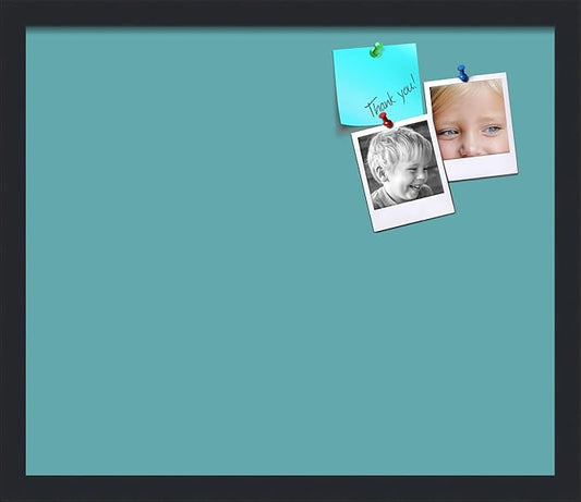 PinPix 20x17 Inch Cork Bulletin Board. This Decorative Framed Pin Board Comes with Aqua Pastel Design and a Satin Black Frame. Ideal for Home Office Decor or Message Board (PinPix-1806)-DeskLoop Office