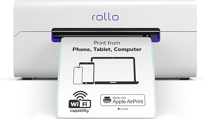 Rollo Wireless Shipping Label Printer - Wi-Fi Thermal Label Printer 4x6 for Shipping Packages - AirPrint from iPhone, iPad, Mac - Supports Windows, Chromebook, Android, Linux-DeskLoop Office