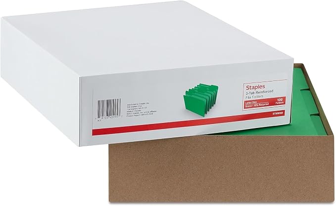 Staples Reinforced File Folder, Letter Size, 1/3‑Cut Tab, Durable Construction - Image 7