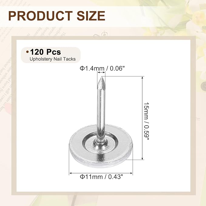 uxcell 120Pcs Push Pins, 11mmx15mm Round Flat Head Decorative Thumb Tacks Upholstery Tacks for Cork Board Office Wall Hangings, White-DeskLoop Office