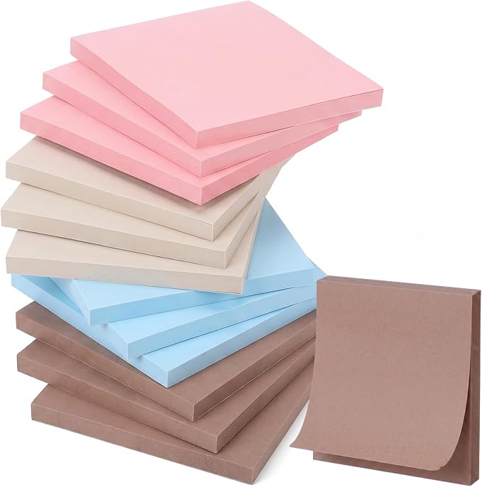 Thenshop 12 Pads Earth Tone Sticky Notes 3''x3'', Self Stick Notes Pads Earth - Image 7