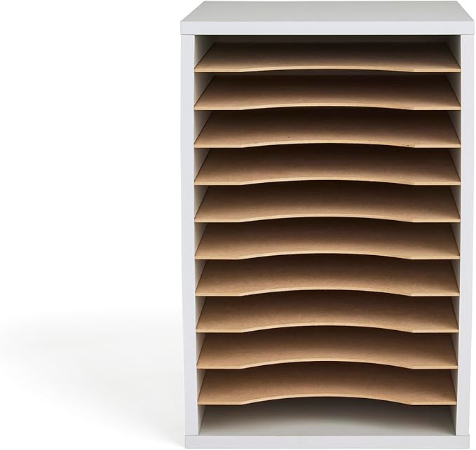 Safco Products Vertical Desktop Sorter, 11 Compartment, White-DeskLoop Office