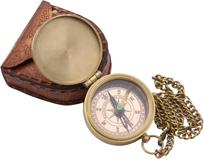 God's Way Solid Brass Engraved Compass - Psalm 32:8, Directional, Baptism & First Communion Gifts for Boys & Girls, Christian Gifts for Men & Boys-DeskLoop Office