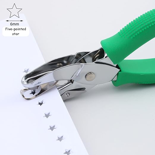 Handheld Star Shape Hole Punch, 1/4 Inch Hole Size, Craft Paper Puncher, Single Pack, Ideal for DIY Projects and Office Use-DeskLoop Office
