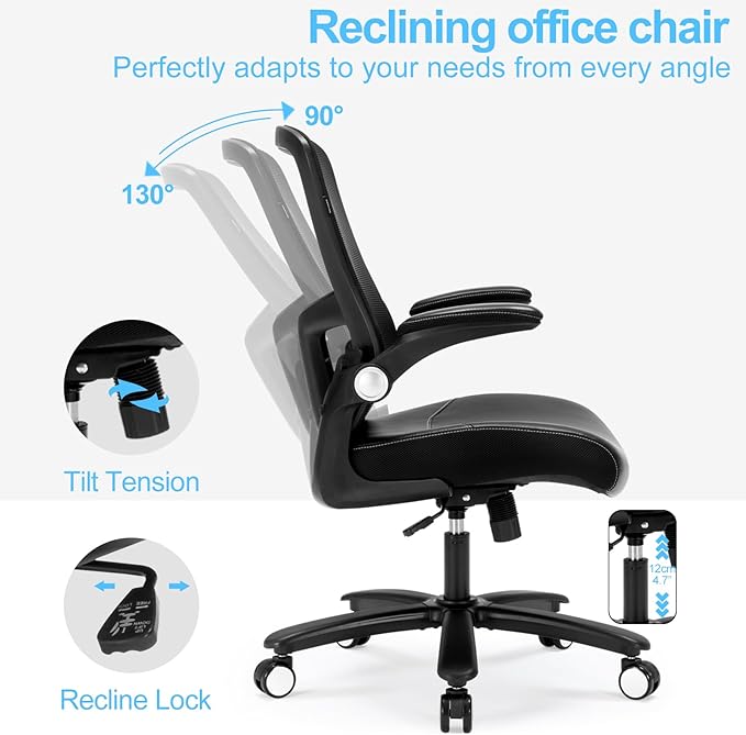 Office Chair, Ergonomic Desk Chair with Adjustable Lumbar Support, High Back Mesh Computer Chair with Heavy Duty Metal Base, Executive Chair for Home Office-DeskLoop Office
