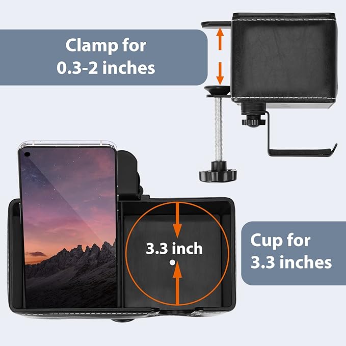 Desk Cup Holder Clip on Pen Holder Headphone Hanger Headset Stand Rotatable Clamp Hook Under Desk (Black)-DeskLoop Office