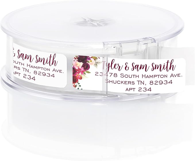 Fall Floral Rolled Address Labels / 500 Personalized Return Address Labels/Designer Address Stickers in Elegant Plastic Dispenser-DeskLoop Office