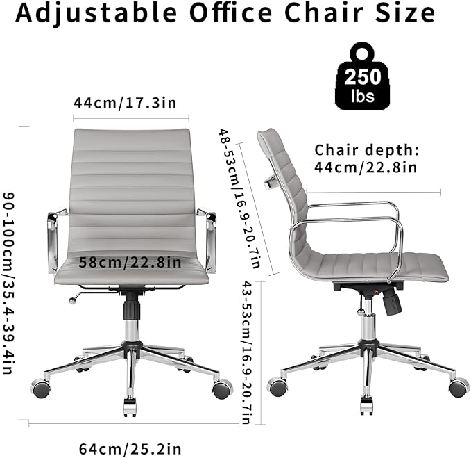 Chair, Desk Computer Chair ,with Armrests ,Ergonomic Office Chair for Home and Office, 17.32 x 22.83 x 35.43 inches, Multiple Colors (Grey)-DeskLoop Office