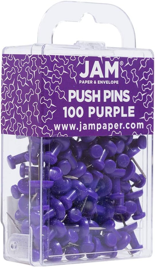 JAM PAPER Colorful Push Pins - Purple Pushpins - 100/Pack-DeskLoop Office