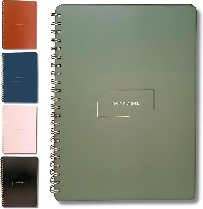 Undated Daily Planner | 8.25” x 11.75” To Do List Notebook | Work Productivity ADHD Organizer | Men and Women Planner | College Supplies | Evergreen | Portrait Layout-DeskLoop Office