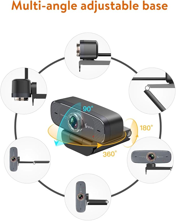 Angetube 1080P Web Camera for Computer HD Webcam with Microphone - USB PC Camera with 90-Degree Wide Angle, Plug and Play for Zoom | Skype | Teams | Streaming | Video Calling-DeskLoop Office