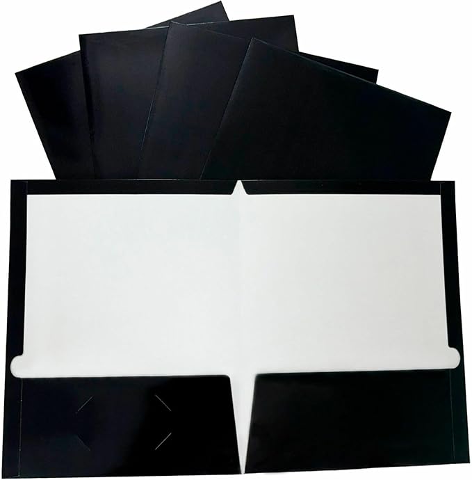 Business Source 44425 Two Pocket Folder Ltr 2-Pkts 100 Shts 25/BX BK