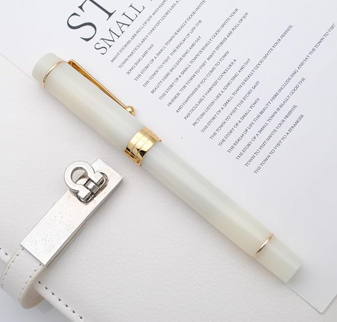 JINHAO 100 Fountain Pen with Ink Converter (Medium Nib 0.7mm, Semi Transparent White)-DeskLoop Office