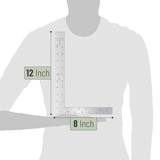 Mr. Pen- Framing Square, 8 x 12 Inch, Silver, Right Angle Ruler, L Shape Ruler, Metal Square-DeskLoop Office