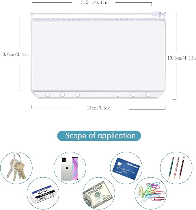 7 Pack A6 6 Holes Binder Pockets Plastic Binder Zipper Folders Waterproof 6 - Image 5