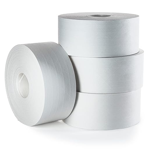 IDL Packaging 2.83" x 450 Feet Reinforced Water-Activated Kraft Gummed Tape 30lb Thickness (Pack of 4) - Secure Paper Packing Tape for Secure Carton Sealing - Heavy-Duty for All Conditions, White-DeskLoop Office