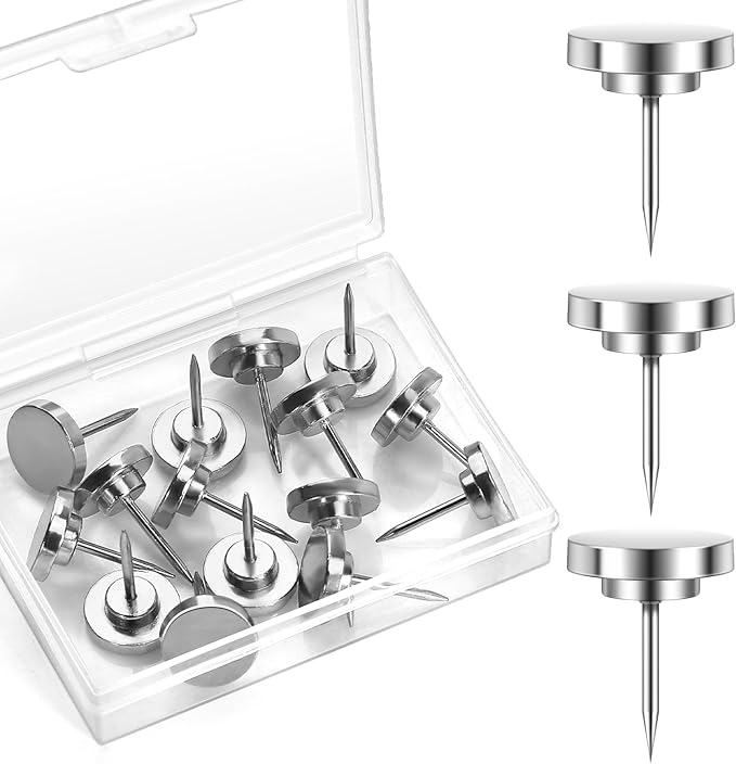 15 Pieces of Silver Tacks, Metal Tacks for Wall, Metal Push Pins, Picture Hanging, Push Pins for Wall Bulletin Board Decorative-DeskLoop Office
