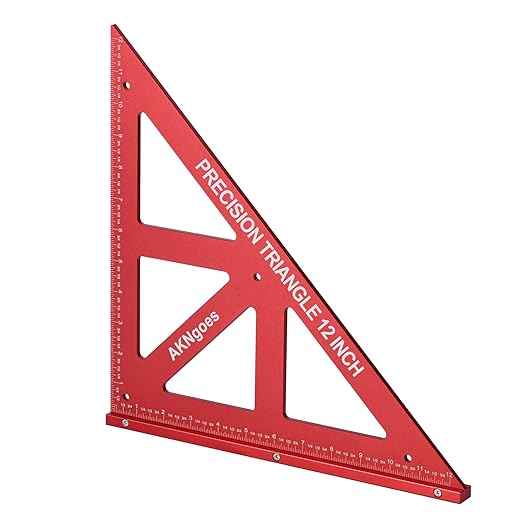 Precision Triangle Square 12inch, Metric & Imperial Scale Framing Square for Precise 90 and 45-Degree Measurement, Aluminum Alloy Architect Ruler for Carpenter-DeskLoop Office