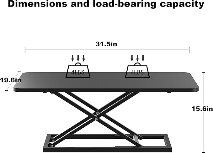 Decoholic Black Small Single 32 inch Scissors Lift Keyboard and Mouse Riser ,Height Adjustable Standing Desk Converter,for Ergonomic Sit Stand Workstations (32 inch)-DeskLoop Office